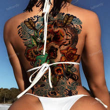 Временные татуировки на заказ, большой боди-арт, сексуальное животное, тигр, дракон, пион, Лев, Сексуальная Татуировка для женщин, девушек, переводка на спину, большой размер 2024 - купить недорого