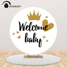 Allenjoy Golden Crown Round Circle Backdrop Covers Welcome Party Baby Shower Background Photozone Wallpaper Decoration Banner 2024 - buy cheap