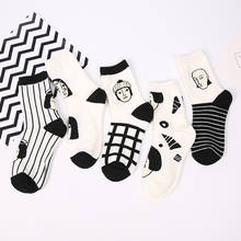 New Japanese Cotton Mid-barrel Female Socks 2019 New Black and White Cartoon Cotton Fashion All-cotton Socks Winter Socks 2024 - buy cheap