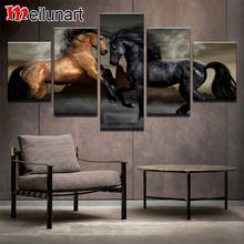 Pintura de diamante 3d diy de caballo y Animal, bordado de diamantes cuadrados y redondos, kits de arte para decoración del hogar, AS0076, 5 piezas 2024 - compra barato