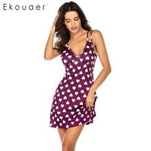 Ekouaer Women Sexy Nightgown Summer Homewear Dress Spaghetti Straps Sleeveless Sleepwear Nightdress Female Chemise Night Dress 2024 - buy cheap