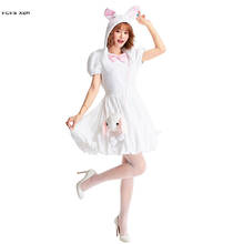 Cute Women White Rabbit Cosplay Female Halloween Bunny Costume Carnival Animal pajamas Purim Nightclub Bar Role play party dress 2024 - buy cheap