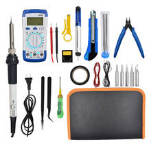 60W 110/220V Adjustable Temperature Soldering Iron Kit Digital Multimeter Soldering Tips Desoldering Pump Cutter Solder Wire 2024 - buy cheap