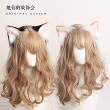 Presilha de cabelo de gato para orelha de fera, feita à mão, acessório de cabelo, lolita artesanal, de pelúcia, clipe de borda fofo de menina, japonês 2024 - compre barato