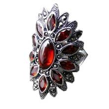 BOCAI new 100%  real  solid S925 pure silver jewelry garnet ring for woman Thai silver gemstone adjustable woman ring 2024 - buy cheap