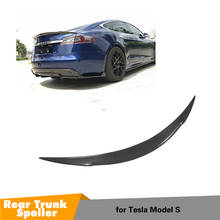 Carbon Fiber Rear Trunk Spoiler Boot Lip Wing Spoiler For 2014 - 2019 Tesla Model S 2024 - compre barato