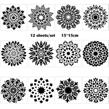 12pc Mandala Stencil Coloring Embossing Accessories PET Painting Template Craft Diy Scrapbooking Diary Stamp Decoration Reusable 2024 - buy cheap