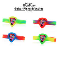 Púas de guitarra multicolor, pulsera mediadora, bolsa para púas, soporte para plectros de guitarra 2024 - compra barato