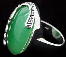 Free shipping  fancy nice Green Natural jade 925 Sterling Silver Ring Size 7/8/9/10 2024 - buy cheap