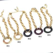 5 pulseras de cadena de eslabones geométricos para mujer, accesorio colorido de Circonia cúbica, Color dorado, regalo de joyería 2024 - compra barato