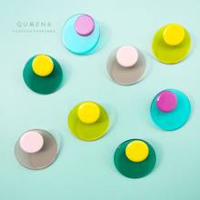 QUMENG Fashion Women Transparent Geometric Circle Stud Acrylic Earrings for girls Round Candy Color sweet cute earrings 2020 2024 - buy cheap