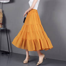 2020 New Chiffon High-waisted Pleated Patchwork Cake Black With A-line Tulle Long Skirts womens sexy Skirt for women 2024 - buy cheap