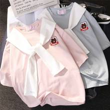 Женская футболка с коротким рукавом и вышивкой, в Корейском стиле 2024 - купить недорого