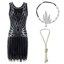 1920s Flapper Roaring 20s Great Gatsby Costume Sequin Beaded Dress and Embellished Art Deco Dress Accessories Gold / Silver 2024 - buy cheap