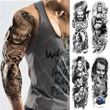 Большой рукав-тату Будда Шакьямуни, водостойкая наклейка, Geisha Lotus, боди-арт, полностью искусственная татуировка для женщин и мужчин 2024 - купить недорого