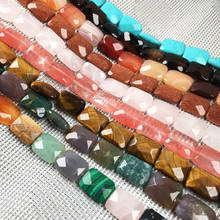 Natural Stone Agates Beaded Faceted Square Shape Crystal Loose Spacer Beads For Jewelry Making DIY Necklace Bracelet Accessories 2024 - buy cheap