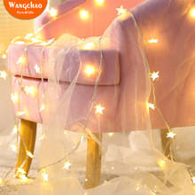 Tira de luces LED con forma de estrella para fiesta, luces parpadeantes con batería, decoración romántica para boda, guirnaldas de luces LED, 1,5 M, 10 Uds. 2024 - compra barato