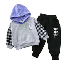 Spring Autumn Clothes Cotton Children Baby Boys Casual Plaid Hooded Pants 2Pcs/sets Infant Outfit Kid Fashion Toddler Tracksuits 2024 - buy cheap