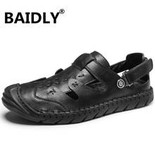 Men Sandals Genuine Leather Cowhide Male Summer Shoes Outdoor Beach Slippers Gladiator Sandals Plus Size 38-48 2024 - buy cheap