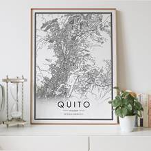 Карта города Кито, украшение для гостиной в скандинавском стиле, холст, плакат, современный Декор для дома, Художественная печать, живопись 2024 - купить недорого