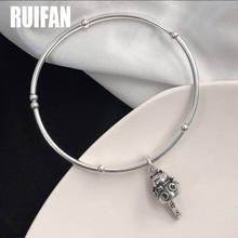 Ruifan-Colgante de gato de la suerte para mujer, pulsera tailandesa de Plata de Ley 925, brazaletes para mujer, regalo de joyería fina YBR179 2024 - compra barato