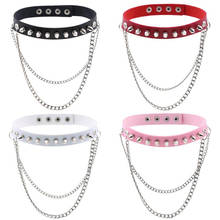 Men Gothic Spikes Rivet Cuff Leather Necklaces & Choker Punk Necklace Belt For Women Jewelry 2024 - buy cheap