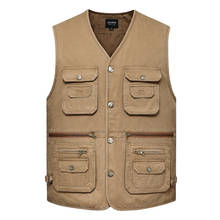 Cotton Multi Pockets Mens Fishing Vest Outdoor Casual Sleeveless Jacket Photographer Wearable All Seasons Waistcoat Big Size 4XL 2024 - buy cheap
