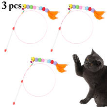 Brinquedo penas para gatos teaser 3 pçs, brinquedo divertido varinha colorida varinha brinquedo interativo para gato de estimação suprimentos para gato 2024 - compre barato