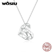 WOSTU Real 925 Sterling Silver Openwork Heart Necklace Long Chain Link For Women Wedding Lover Romantic Necklace Jewelry CQN364 2024 - buy cheap