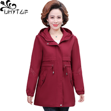 UHYTGF Women Coats Fashion Hooded Spring Autumn Trench Coat Zipper Lace Up Loose 5XL Plus Size Tops Casual Windbreaker Female589 2024 - buy cheap