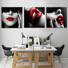 Современной женщины с сексуальные красные губы холст картины Плакаты и принты Quadros настенные картины для Гостиная домашний декор Куадрос 2024 - купить недорого