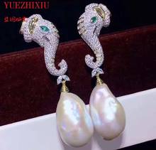 fine jewelry accessories micro-inlay A pair of classic elephant head studs keshi Pearl earring 2024 - buy cheap