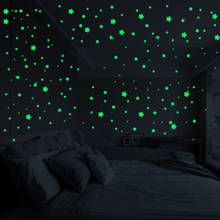 3D звезды светится в темноте светящиеся флуоресцентные настенные наклейки Декор для комнаты дети спальня флуоресцентные светящиеся цветные наклейки 2024 - купить недорого