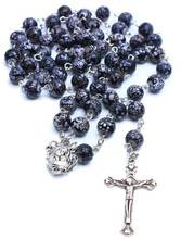 Fashion Retro Style Jerusalem Catholic rosary prayer necklace Imitation ceramic beads religious ornaments cross necklace 2024 - buy cheap