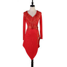 red black latin dress  salsa tango dresss  fringe latin dress  Costume Stage dress custom DS singer stage dress lq058 2024 - buy cheap