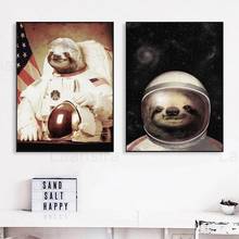 Creative Poster Decor Sloth Space Astronaut Wall Art Canvas Painting Print Animal Retro Home Decoration Porch Living Room Murals 2024 - buy cheap