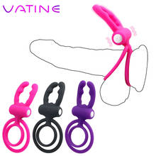 VATINE Cock Ring Vibrating Ring Clit Stimulator Tongue Licking Silicone Penis Ring Sex Toys for Men Male Dual Penis Vibrator 2024 - buy cheap