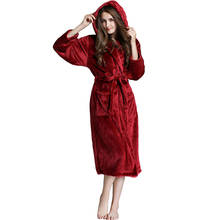 Women Bathrobe Nightgown Thick Warm Hooded Robe Winter Unisex Plush Pajamas Men Flannel Bath Robe Sleepwear Women's Home Clothes 2024 - buy cheap
