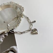 Pulsera cuadrada de corazón con alfabeto inglés para mujer, joyería elegante hecha a mano, Retro, a la moda, regalo de fiesta de cumpleaños SAB136 2024 - compra barato