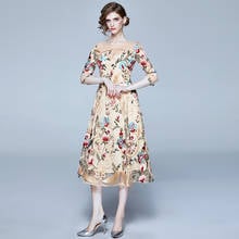 Женское винтажное платье средней длины, дизайнерское модельное платье с вышивкой в стиле Heavy Industry, осень 2020 2024 - купить недорого