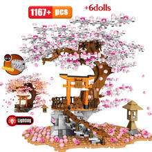 Creator City Street View Idea Sakura Inari Shrine Bricks Friends Cherry Blossom Diy House Tree Building Blocks Toys 2024 - buy cheap