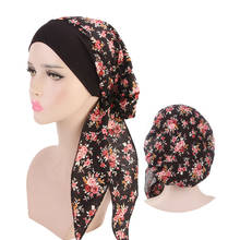 New fashion printed flowers women inner hijabs caps muslim head scarf turban bonnet ready to wear ladies wrap under hijab cap 2024 - buy cheap