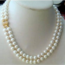 Ожерелье из пресноводного жемчуга, белый культивированный жемчуг 17 "18", 8-9 мм, 2 ряда 2024 - купить недорого