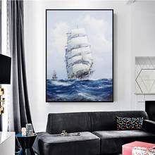 Pintura de paisagem, arte da parede, de barco, mar, poster e impressões, decoração de paisagem para sala de estar, interior de sala de estudo 2024 - compre barato