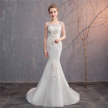 Bridal WEDDING gown lace up O NECK wedding dresses LONG SLEEVE  PLUS SIZE anniversary ceremony MERMAID wedding DRESS with train 2024 - buy cheap