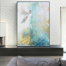 Абстрактный синий золотой современный мир холст картины для Гостиная искусство, картинки, на стену Арт холст голубь украшение дома 2024 - купить недорого