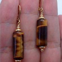 Frete grátis nova moda suave brown tiger eye pedra natural brincos de pedra-jóias de noiva 2024 - compre barato