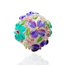 Cuentas de cristal de Murano de flores 3D, accesorio de 16mm, compatible con pulsera europea, abalorios de joyería artesanal, venta al por mayor, 3 uds. 2024 - compra barato