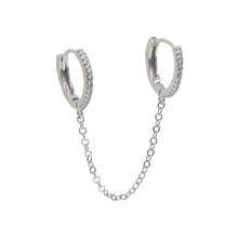 authentic 925 sterling silvler tassel chain earring girlfriend gift fine silver jewelry double drop chain cz ear wire earrings 2024 - buy cheap