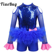 Sequins Dance Costume Kids Girls Halter Latin Jazz Clothing Feather Ballet Dance Shorts Leotard Jumpsuit Performance Dancwear 2024 - buy cheap